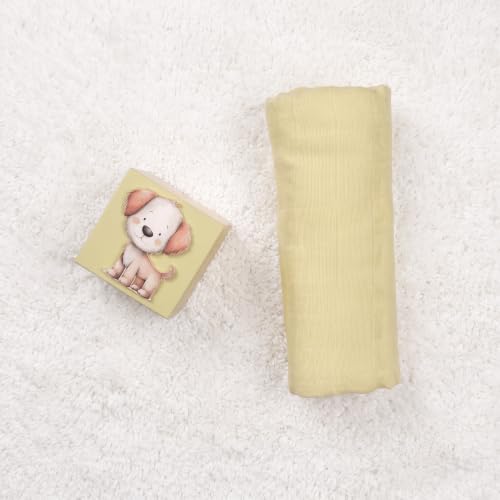 Image of The White Cradle Muslin Swaddle for Newborn Baby, Organic Cotton Wrap Lemon Yellow