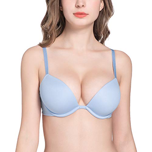 Image of Deyllo Women's Push Up Underwire Bra Super Padded T-Shirt Bra Add Two Cups