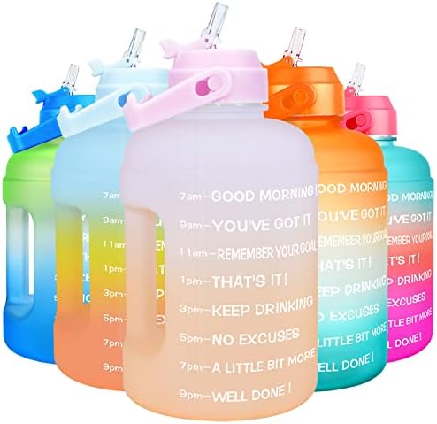 BuildLife Motivational Water Bottle 2.2L - Large Capacity Water Jug with Straw & Time Marker & BPA Free Ensure Enough Water-Drinking Throughout The Day (Light Blue, 2.2L)