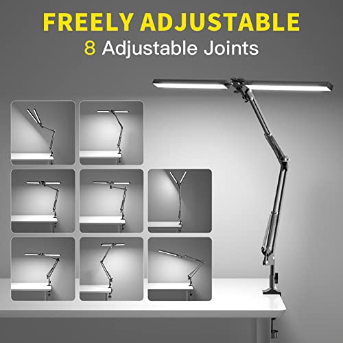 CHICLEW-Lampada-da-Scrivania-con-Morsetto-24W-Lampada-da-Tavolo-Led-a-doppia-testa-con-braccio-oscillante-Luce-Scrivania-a-3-Colori-Dimmerabile-Luce-di-Lettura-per-Studio-e-Lavoro