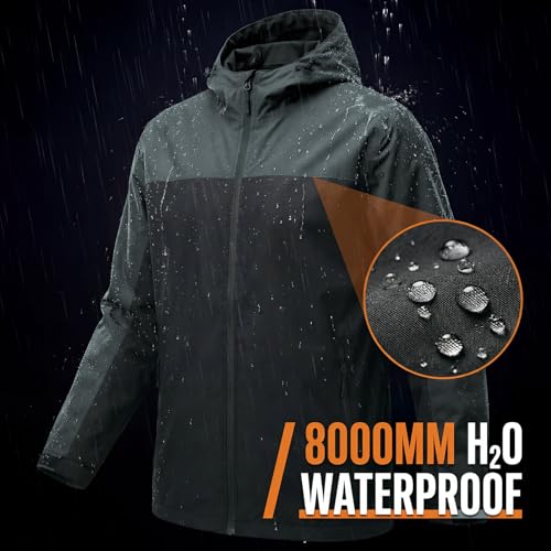 Image of LOOGU Rain Jacket for Men, Packable Waterproof Rain Shell Lightweight, S-3XL for Hiking Fishing Camping