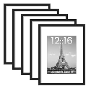 upsimples 12x16 Picture Frame Set of 5, Display Pictures 8.5x11 with Mat or 12x16 Without Mat, Wall Gallery Photo Frames, Black upsimples 12×16 Picture Frame Set of 5 Display Pictures 85×11 with Mat or 12×16 Without Mat Wall Gallery Photo Frames Black