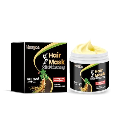 Wild Ginseng Hair Mask with Argan Oil and Olive Oil, Deep Moisturizing Treatment for Dry Damaged Hair, 100g/3.53 oz