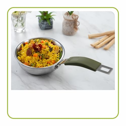 Image of The Chef Story Haptik Triply Stainless Steel Mini Frypan| 12cm-0.4L |SS304 | TUV Rheinland & BIS Certified| Gas & Induction Compatible| 5-Year Warranty | Perfect for Baby Meals & Small Portions