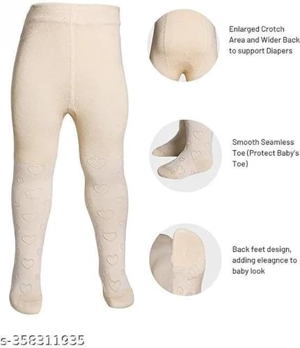 Image of THE LITTLE LOOKERS Baby Tights Thick Toddler Baby Girl Seamless Knit Leggings Thick Solid Cotton Stockings Footed Pants Pantyhose for Years Baby