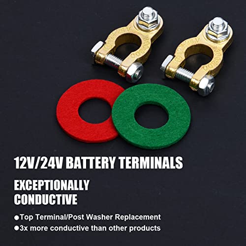 URAQT Pure Brass Positive/Negative Clamps for 12V Battery Terminal Quick Release Connectors (SAE/JIS Type A Posts/Marine/Car/RV)