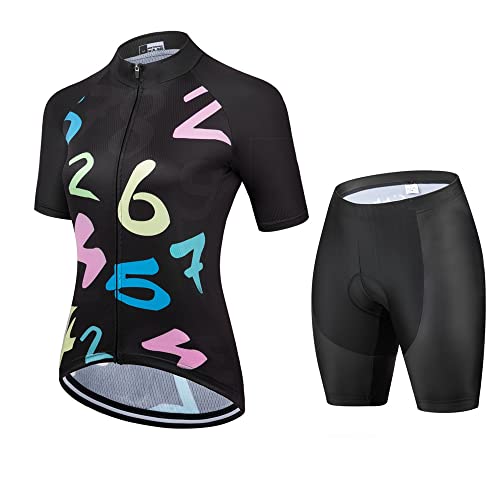 Terno feminino de jérsei de ciclismo de manga curta de verão (top + shorts), 1, 3G