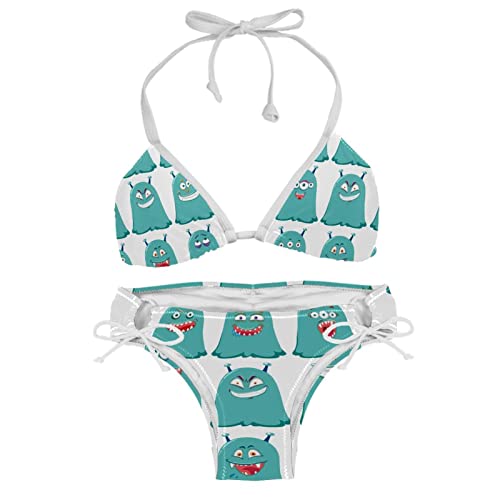 Bikini extraterrestres bleu et multicolore maillot de bain 2 pièces original taille M