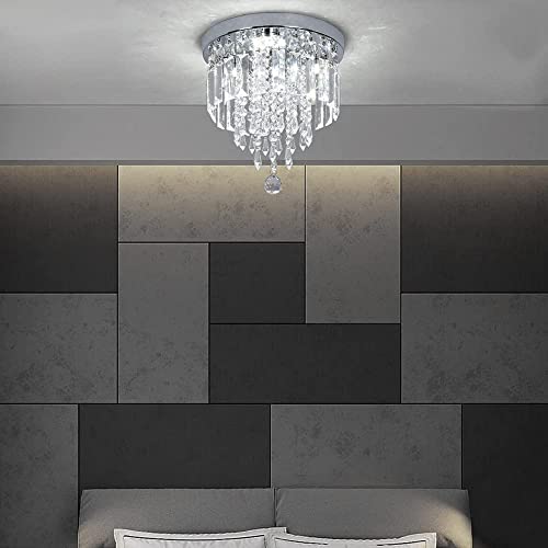Image of CRYSTA WORLD Raindrop K9 Crystal Modern Chandelier for Living Room /Bedroom /Hall, (Round ABCD, l12 /w12 /h10.5')