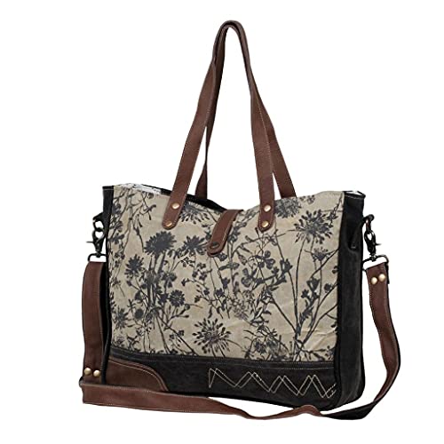 Image of Myra Bag Floral Purses for Women - Canvas Floral Purse with Genuine Leather Accents, Casual Everyday Women's Flower Bag