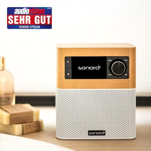 sonoro Stream Internetradio (UKW, Bluetooth, DAB, Spotify, Amazon, Deezer, spritzwassergeschützt)...