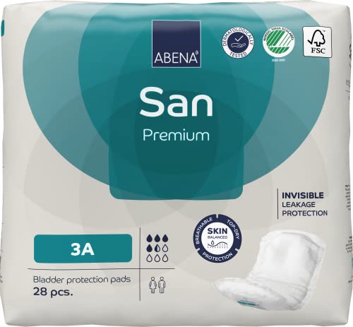 Abena San Premium Incontinence Pads, Light Absorbency, (Sizes 1 To 3A), Size 3A, 28 Count (Packaging May Vary) #TOP1