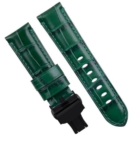 Bracelet de montre en cuir véritable de vache souple vert 22mm style Breitling