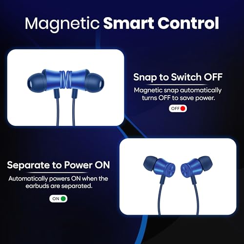 Image of TP TROOPS Bluetooth Wireless Neckband Headphones with 20+ Hours Playback, Magnetic On /Off, BT v5.4, Type-C Charging, Dual Pairing,10mm Driver, IPX4 Water Resistant - (Blue)