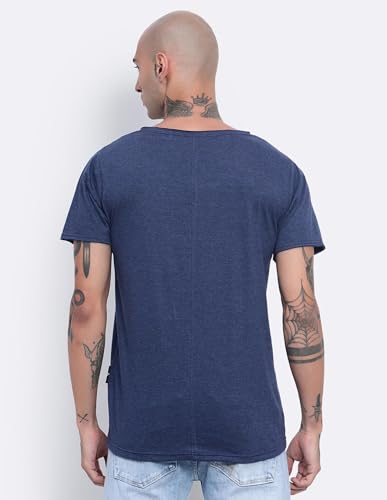 Image of Men's Cotton Scoop Neck T-Shirts, Regular Fit Tshirts Melange Scoop Neck T-Shirt