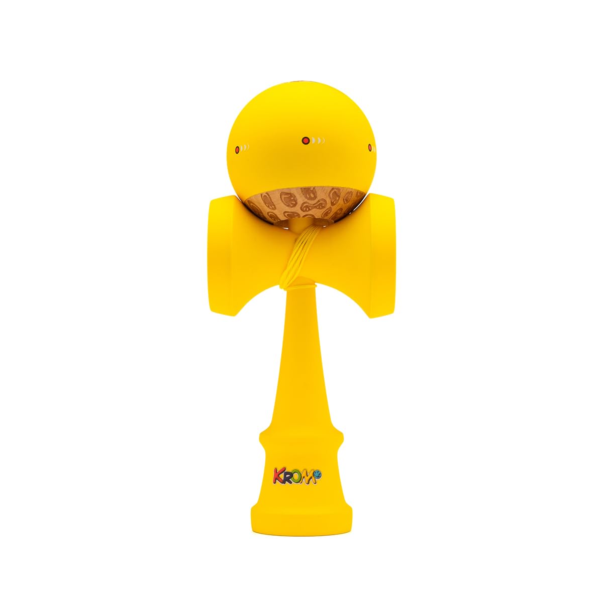 KROM Kendama KOLOR Gelb – Kendama mit Gummibeschichtung, 2GOOD Shape, Ahorn-Ken & Buchen-Tama