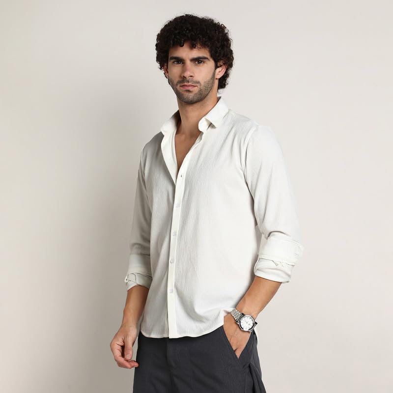 Image of CAHOOT Men's Shirt for Casual Wear | Mid-Rise | Regular Fit | Button Closure | Shirt Crafted with Comfort Fit for Everyday Wear