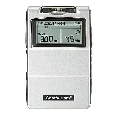 Biotronix Comfy Stim EV-806 device with electrode pads and lead wires connected, ready for use.