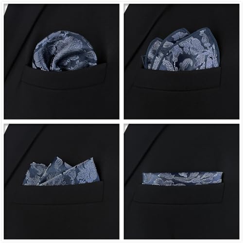 SHLAX&WING Assorted 5 Pieces Mens Silk Pocket Squares Handkerchiefs Set Lot