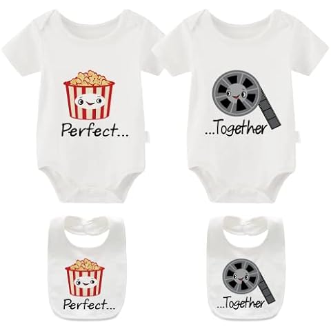 YSCULBUTOL Baby Twin Bodysuit Perfect Together Twin Best Friend Bacon Eggs Twins Set Double Baby Twin Cute - white - 4-6 Months Cover