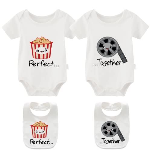 Image of YSCULBUTOL Baby Twins Bodysuit Perfect Together Best Friend Newborn Romper Toddler Unisex Twin Outfit
