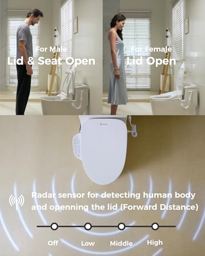 Image of DC01 Pro iCleaningo Electric Bidet Toilet Seat, Side Panel Control, Instant Heating, Warm Water Wash, Heated Seat, Warm Air Dry, Auto Open & Close Lid, 360 Handheld Sprayer, Elongated, Remote