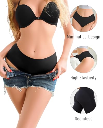 Image of UNDER THE SEA Seamless Underwear for Women Plus Size Mid Rise Lingerie Brief Sexy No Show Panties Womens Cheeky 5 Pack XS-3XL