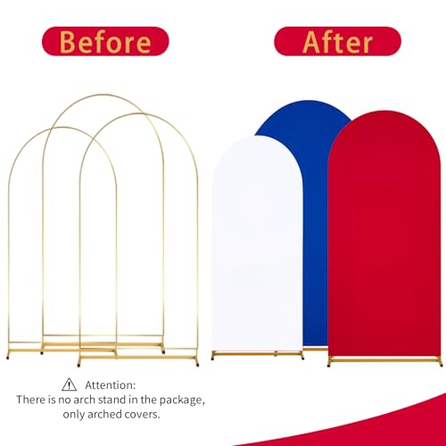 Image of SoarDream Independence Day Arch Backdrop Cover 6FT 6.6FT 7.2FT Set of 3 Spandex Fitted Arch Wall Stretchy Backdrop Covers for 4th of July Decorations Festival Party Stand