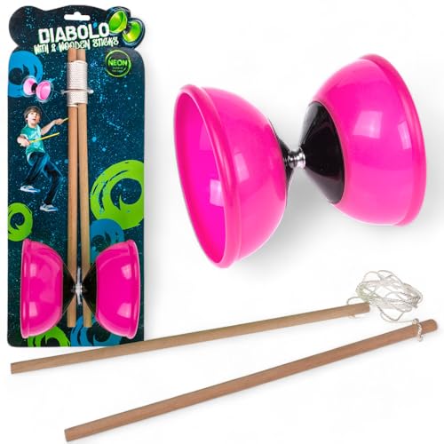 MIJOMA Diabolo Jonglierset – 2 Holzstäbe & weiches Kunststoffdiabolo –...