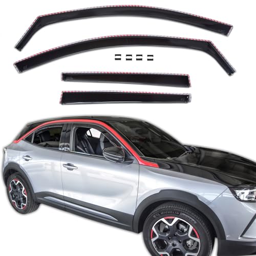 J&J AUTOMOTIVE GD Déflecteurs d'air et de Vent pour Opel Mokka B Depuis 2020 4pcs, Teintés, Avant et Arrière, Aérodynamique