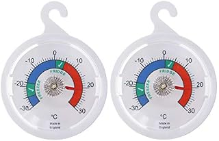 Twin Pack Fridge Thermometer Dial Refrigerator Thermometer, 65 mm Dial Fridge Freezer Thermometer with Coloured Zones