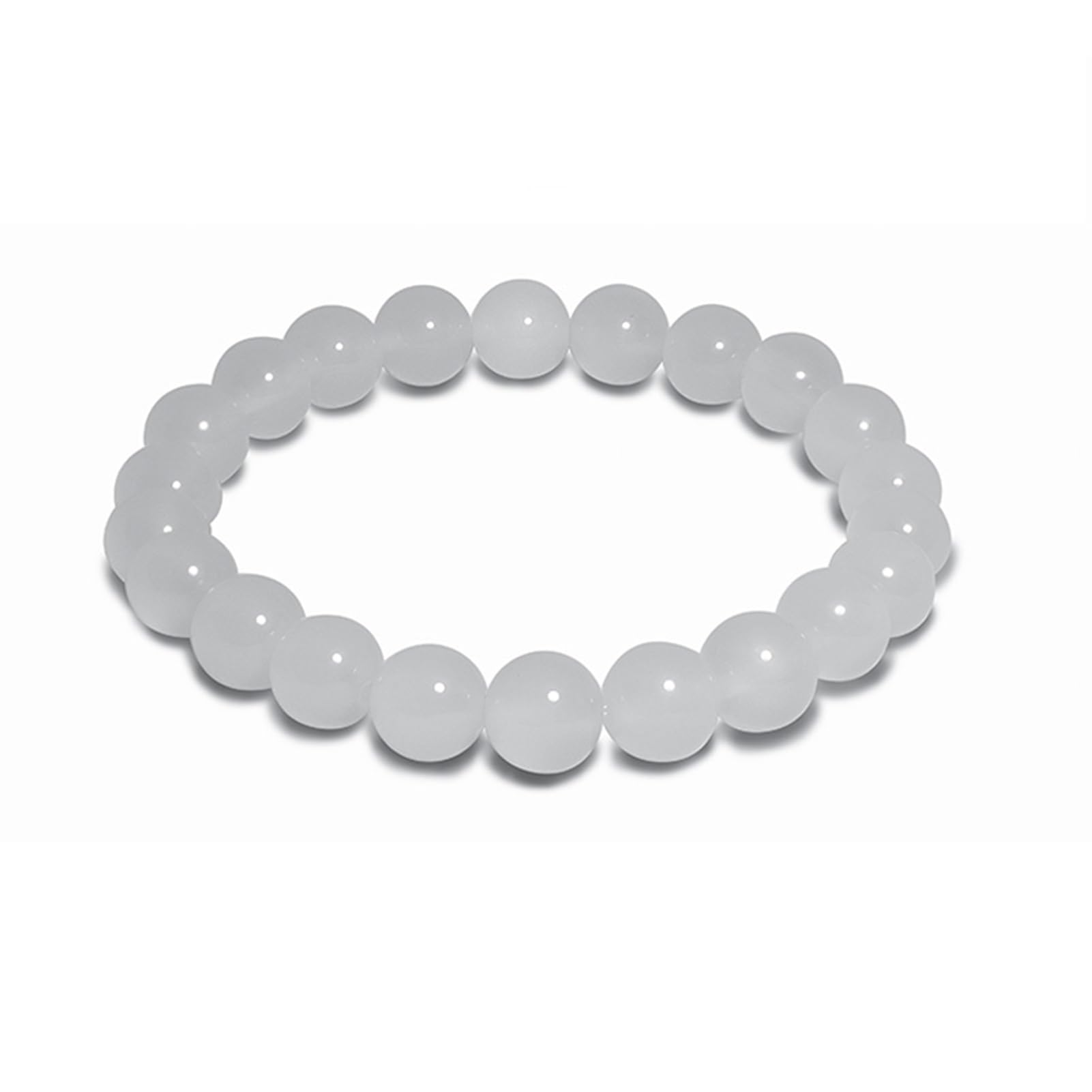 Bracelet en jade naturel et agate blanche calcédoine d'exception - 5