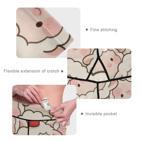 Leggings de yoga estampados para mujer mallas activewear capri control abdomen ovejas blancas 5