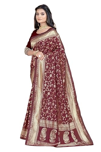 Image of Women's Banarasi Saree Pure Kanjivaram Silk Saree Soft Party Saree collections With Blouse Piece for Wedding saree