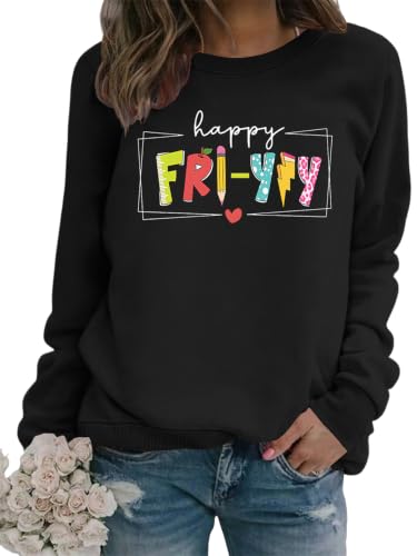 Happy Fri-Yay Teacher Sweatshirts for Women School Friday Long Sleeve Shirt - image 1