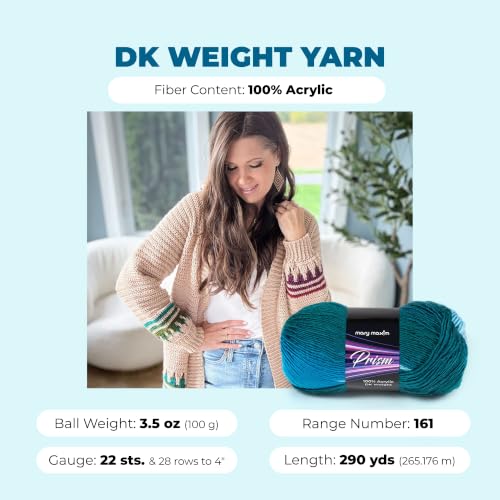 Image of Mary Maxim Prism Yarn, Acrylic Multicolor DK Yarn, 290 Yards, Blue Lagoon | Ombre Yarn, 3 Weight, Machine Wash, For Knitting and Crochet, Create Baby Items, Blankets, Afghans, Clothing Variegated Yarn