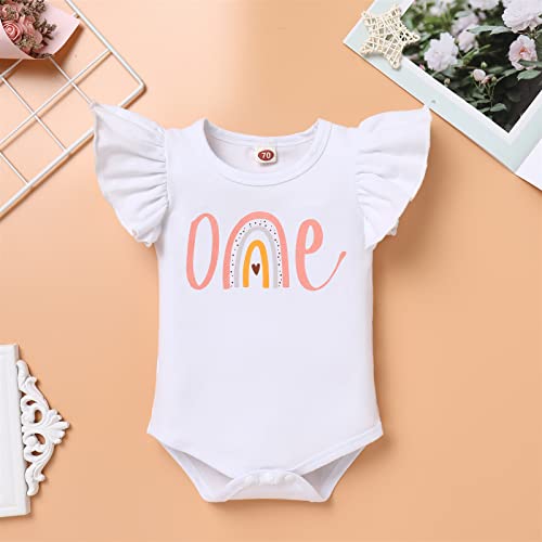 IMEKIS Baby Girls 1st Birthday Outfit Sunflower Peach Romper + Ruffled Shorts + Headband Set for Cake Smash Photo Shoot3