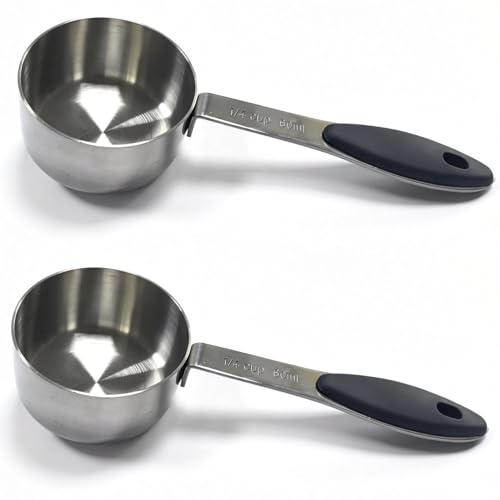 Juego de 2 vasos medidores de acero inoxidable de 1/4 taza miniatura 1