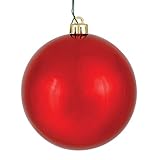 Red Shiny UV Drilled Cap Ball Ornament, 8 in.