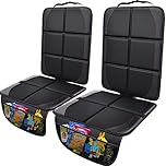 Gimars XL Protettore di Sedili Auto, 2 pezzi, [Compatibile ISOFIX] Universale Antiscivolo Impermeabile Tessuto Oxford 600D Coprisedili Auto Bambini con 2 Tasche Rete per SUV Berline Camion, Nero