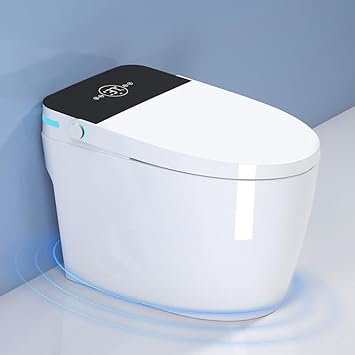Smart Toilet with Bidet Built in, One Piece Bidet Toilet with Heated Seat and LED Display Night Light, Emergency Flush, Foot Sensor, Artistic Lighting, Smart Heated Seat, Foam Dispenser,Tank Built in