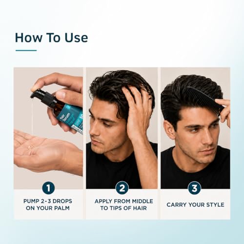 Image of Ustraa Damage Repair Hair Serum SPF 50 for Men - 30 ml | Protects Hair from Sun Damage & Frizz | With Ceramide, Argan Oil & Almond Oil | Smooth, Shiny & Healthy Looking Hair