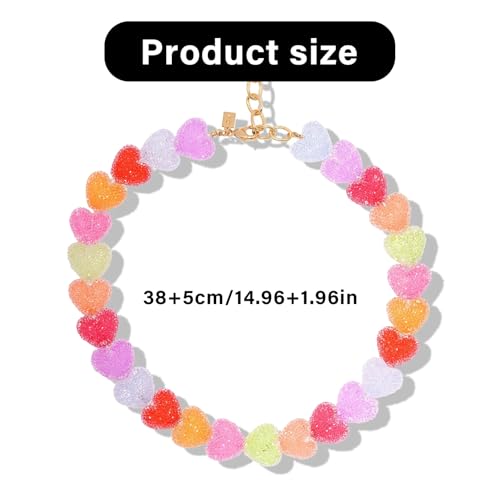Collar de corazón de resina ajustable con colgante vibrante 3