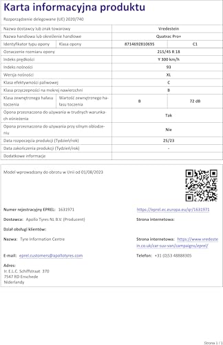 VREDESTEIN - 215/45 R18 TL 93Y QUATRAC PRO+ XL FSL BSW M+S 3PMSF - Ganzjahresreifen