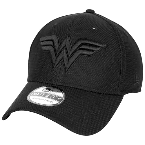 New Era Wonder Woman Logo Black on Black Colorway 39Thirty Fitted Hat (as1 Alpha m l)
