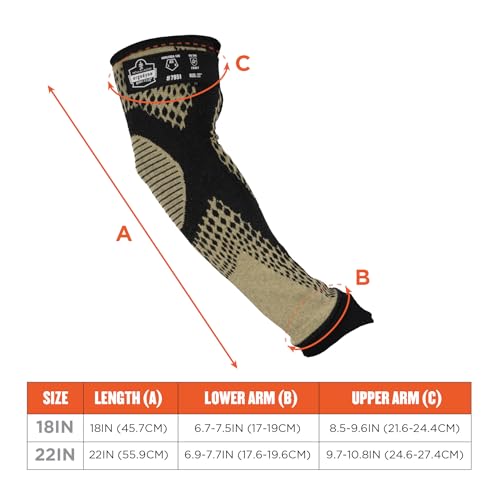 Image of Ergodyne Unisex Proflex 7951 Cut-resistant Protective Arm Sleeves - Ansi /Isea 105-2016 A5, En 388: 2x4xf, Heat Resistant