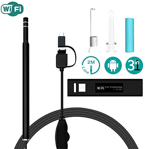 Ohr Otoskop wasserdicht mit Licht Überwachungskamera Medical IOS Android Otoskope Endoskopie Drahtloses WiFi 5,5 mm Endoskop Video