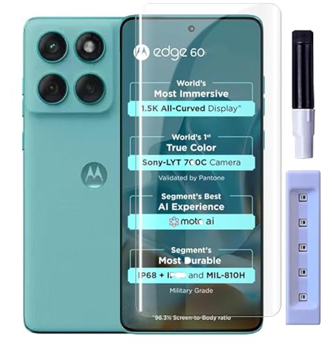 Image of FabeKee UV Tempered Glass Screen Protector Guard Compatible For Motorola Edge 60 5G / Moto Edge 60 Pro 5G (6.7 Inch, Pack of 1) Full Adhesive UV Curved Case Friendly HD Clarity