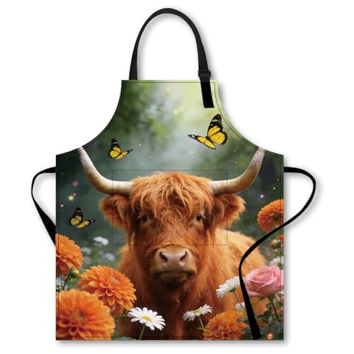 Image of Nuxovilar Decorative Kitchen Apron, 26.77x30.70 Inch Polyester Cooking Wearable Cover