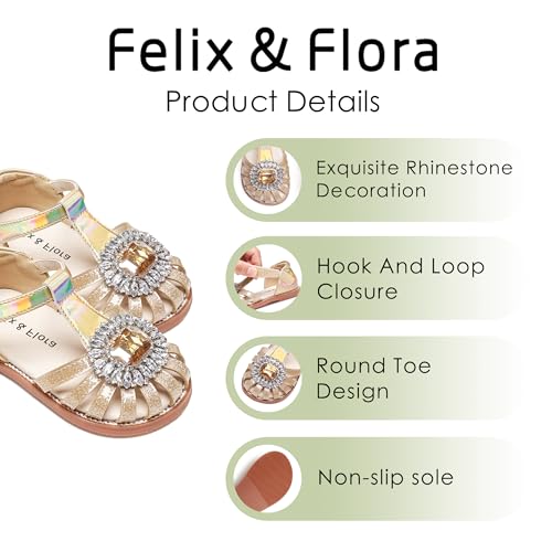 Image of Felix & Flora Toddler Girls Sandals Soft Rubber Princess Flat Shoes Flower Girl Shoes